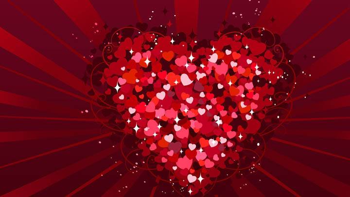 2D Hearts Designed Wallpaper For Valentines Day