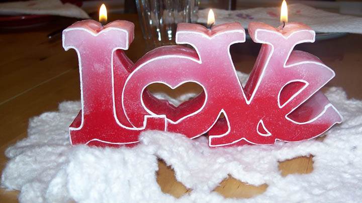 Candle Love On Valentines Day