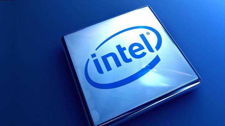 Intel Company Logo On Blue Background