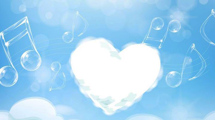White Cloud Heart And Music Strings In Sky