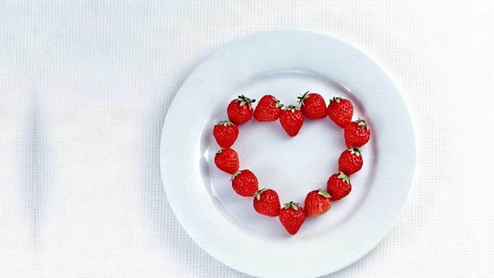 Heart Of Strawberries In A Plate