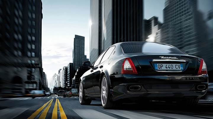 Maserati Quattroporte Sport Gt S Black On Street Back View