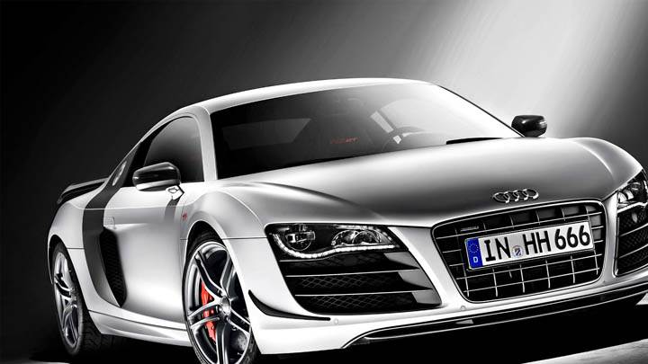 Audi 2010 R8 GT Silver Color Front Closeup