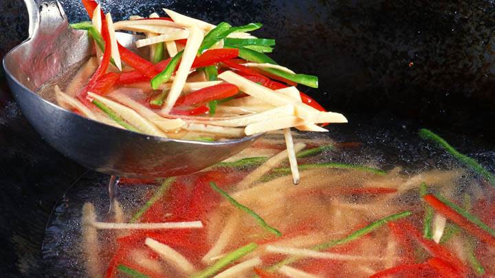 Boiling Vegetables in Oil
