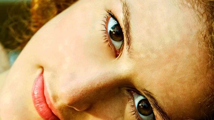 Cute Eyes Of Girl Face Closeup