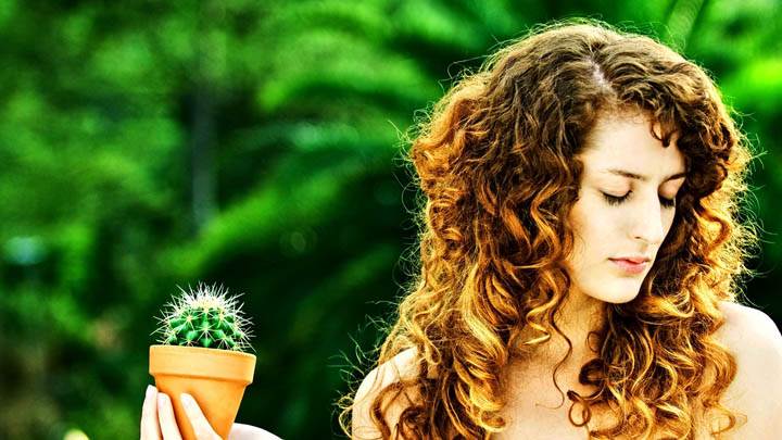 Girl And Cactus Pot In Hand