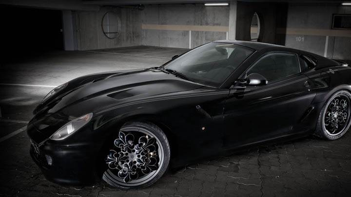 Ferrari 599 GTB Fiorano Black Color Front Side Pose