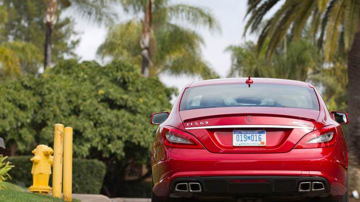 Red Mercedes-Benz CLS63 AMG 2012 Back