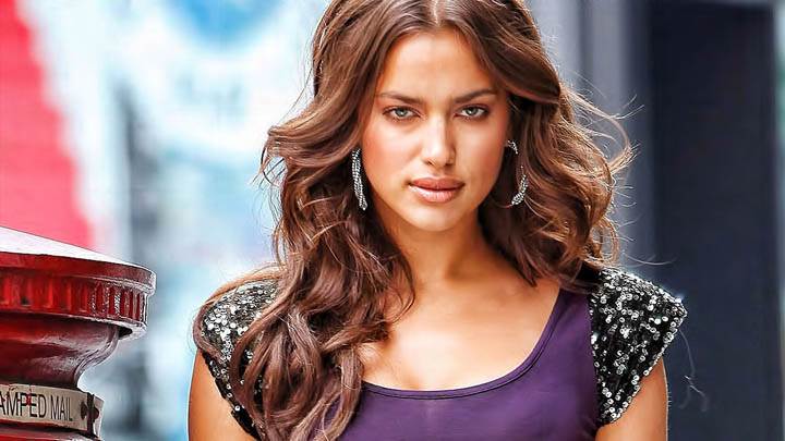 Irina Shayk Smiling In Purple Dress
