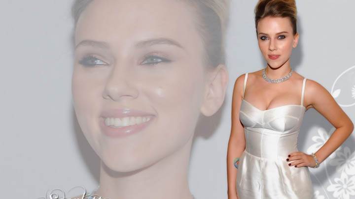 Scarlett Johansson White Dress Smiling