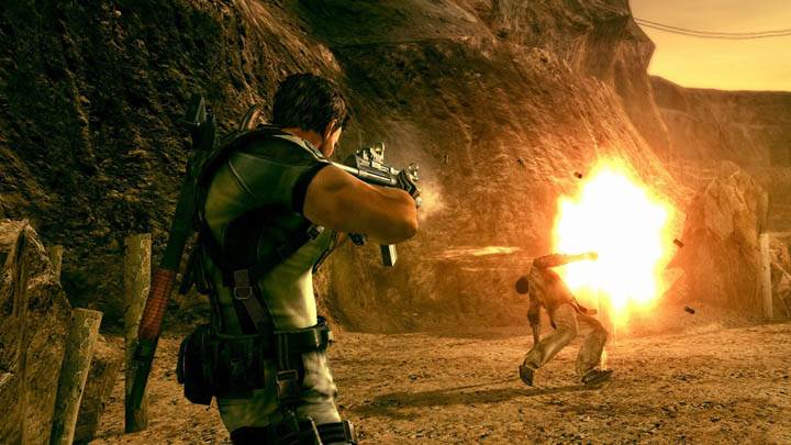Chris Firing at Zombie