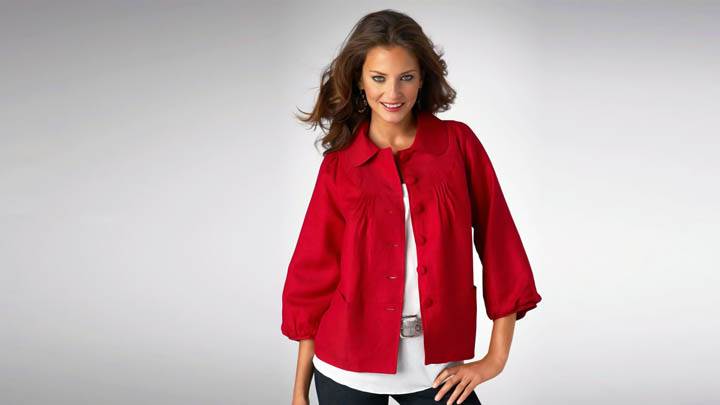 Reka Ebergenyi Red Jacket Black Jeans Smiling