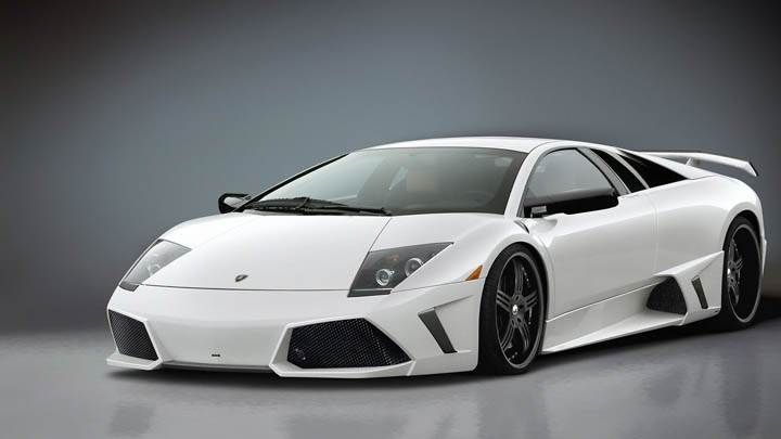 White Lamborghini Murcielago Front Pose