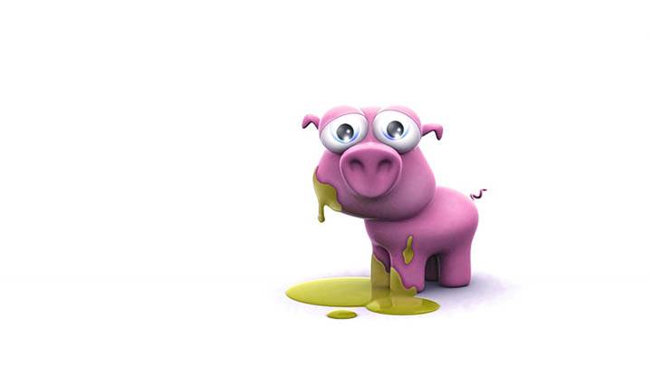 A 3D Pink Dirty Pig