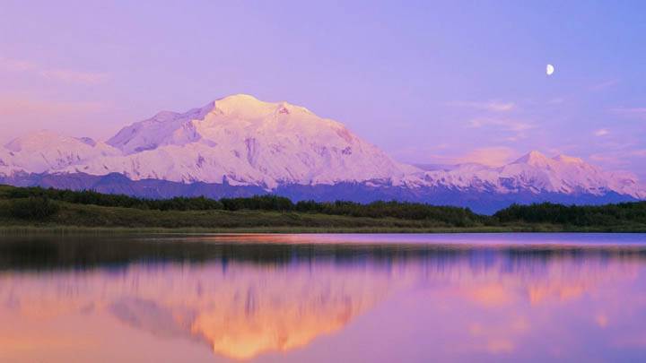 Denali Moonrise Over Wonder Lake, Alaska