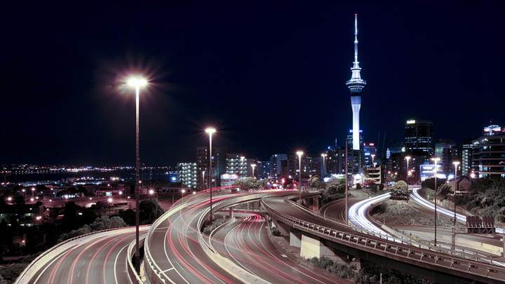 Highway Fly Over Night Scene