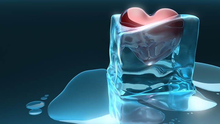 Melting heart in ice