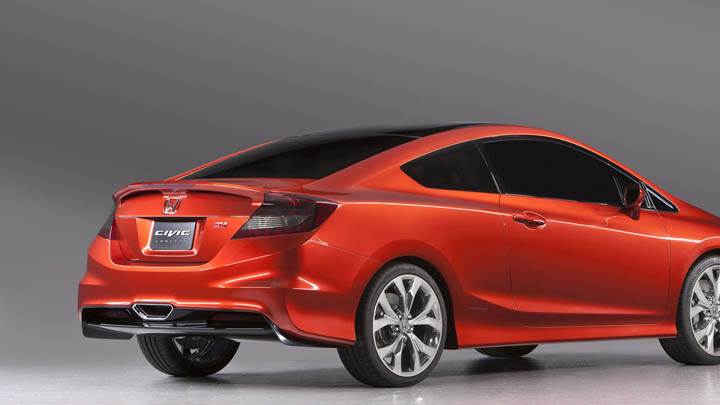 Red Color Honda Civic In Back Side Pose