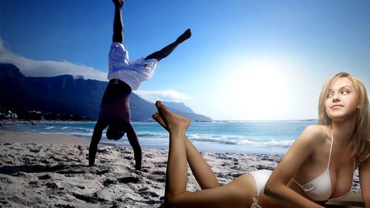Girl Laying Near Sea At Sunset Time