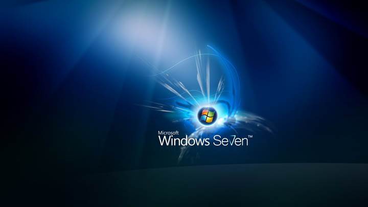 Windows 7 on Dark Blue Background