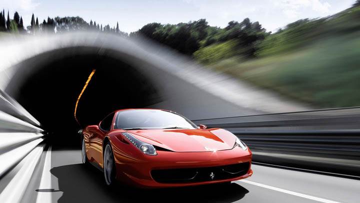 Ferrari 458 Italia Running on Highway