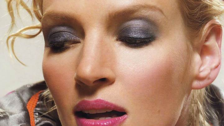 Uma Thurman Pink Lips Face Closeups