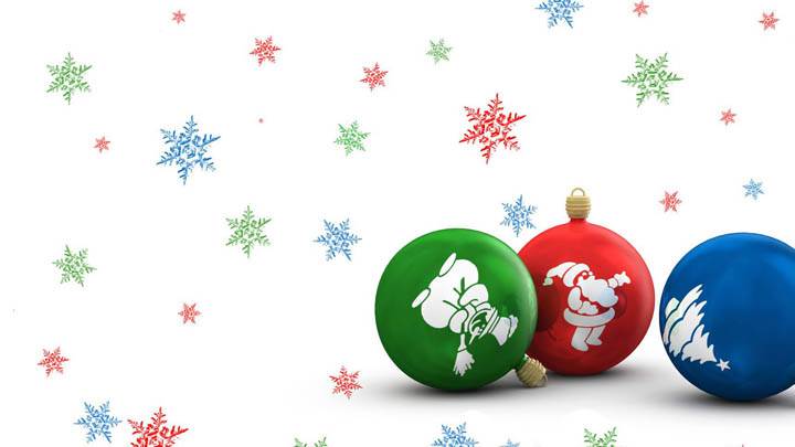 Christmas Bulbs With White Decorated Background