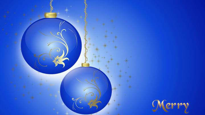 Merry Christmas Blue Baloons & Background