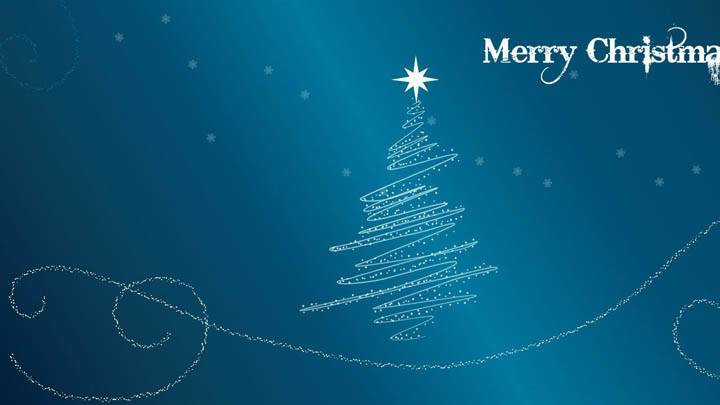Merry Christmas With Blue Background
