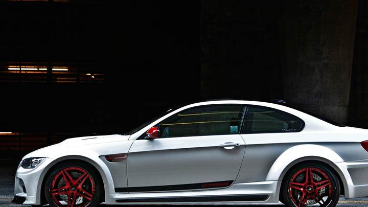 Side Pose of Vorsteiner BMW M3 GTRS3 in White Color