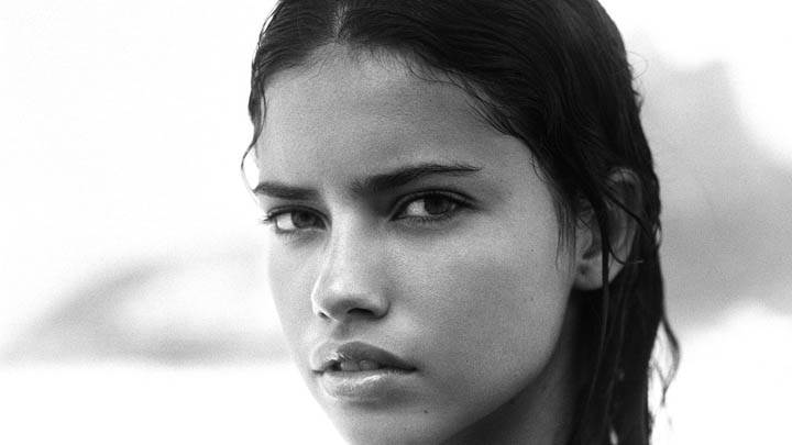 Adriana Lima Black & White Sad Face Closeup
