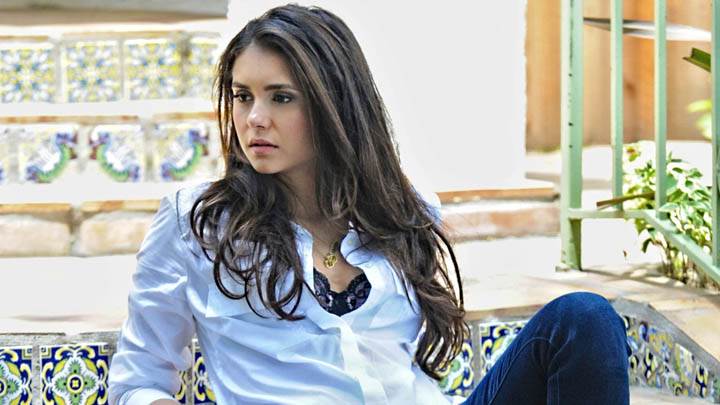 Nina Dobrev Sad Face in White Shirt