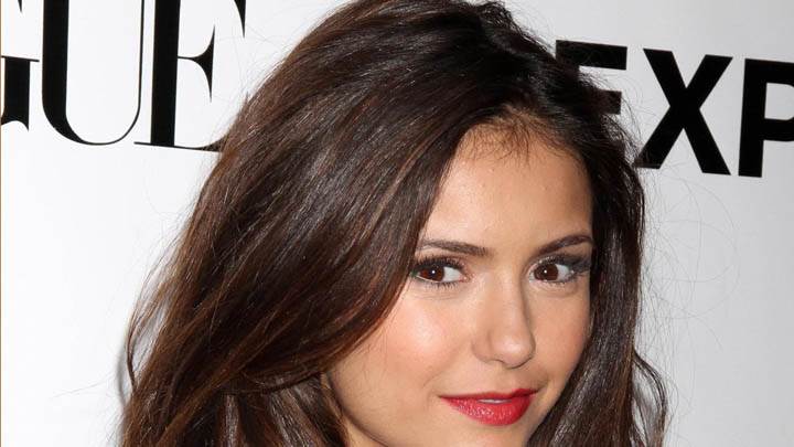 Nina Dobrev Smiling Red Lips Face Closeup in Event