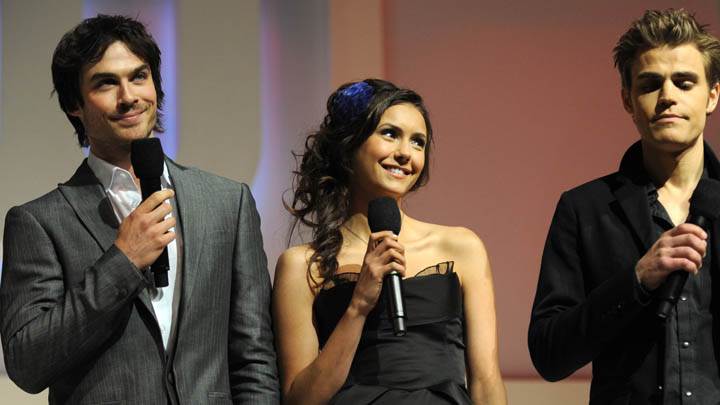 Ian Somerhalder, Nina Dobrev & Paul Wesley Mics In Hand