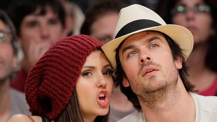 Nina Dobrev Saying Something To Ian Somerhalder