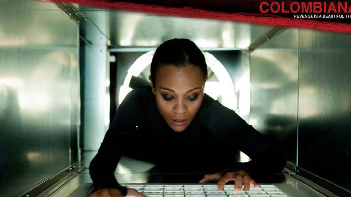 Zoe Saldana In Black Dress In Colombiana