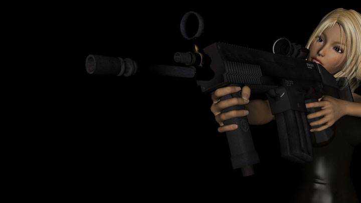 3D Girl Aiming At Someome