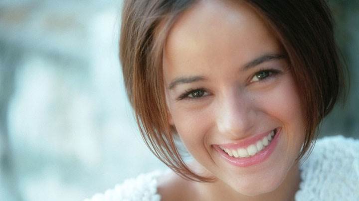 Alizee Jacotey Laughing In White Dress
