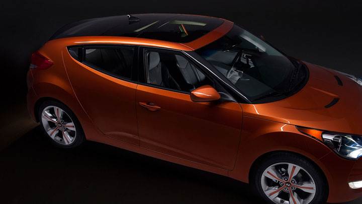 Hyundai Veloster Orange Color Side Top View