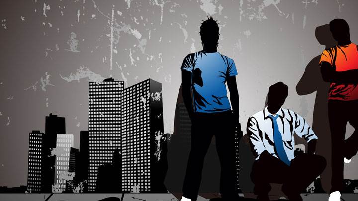 Vector City Art With Boys