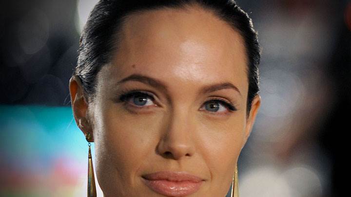 Angelina Jolie In Long Earings Face Closeup