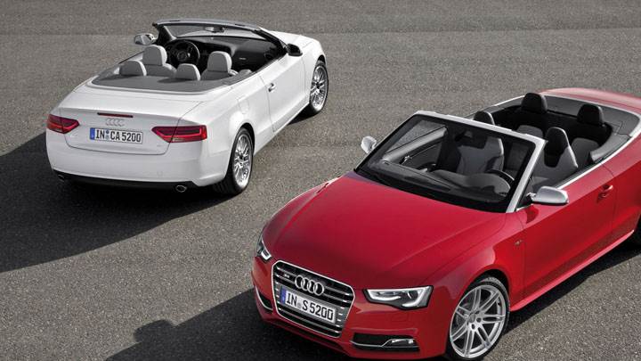 Audi A5 Cabriolet in White And Red – Front And Back Pose