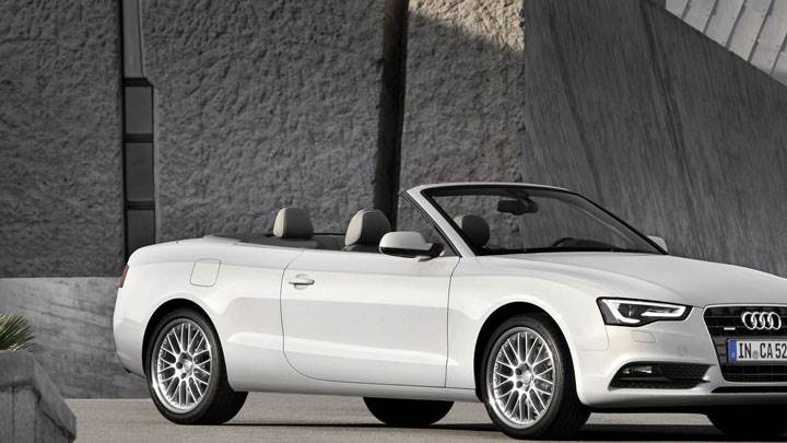 Audi A5 Cabriolet on Road in White
