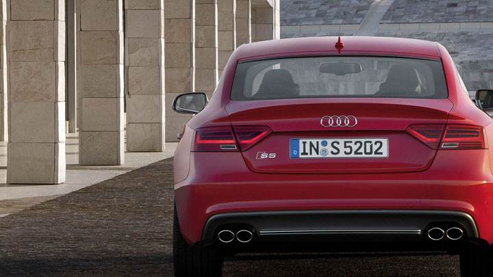Back Pose of Red Color 2012 Audi S5 Sportback