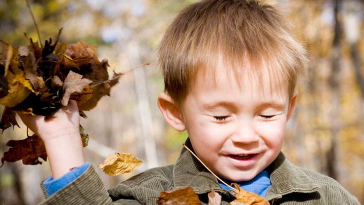 Cute Little Child With Closed Eyes