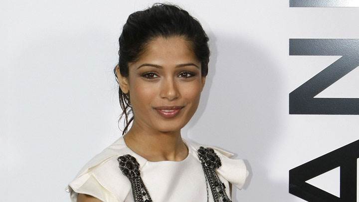 Freida Pinto In White Dress In An Event