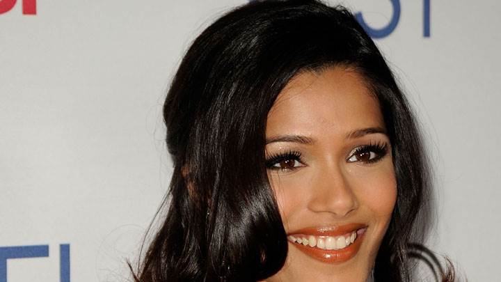 Freida Pinto Smile And Orange Wet Lips