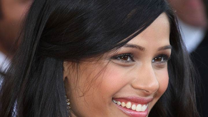 Freida Pinto Smiling Side Face Closeup