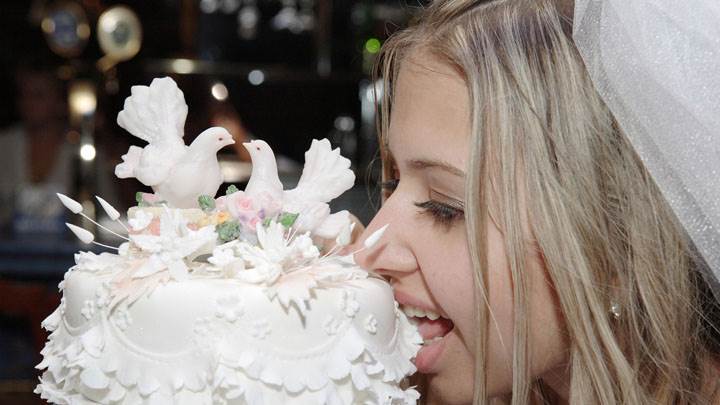 Girl Eating Wedding Cake