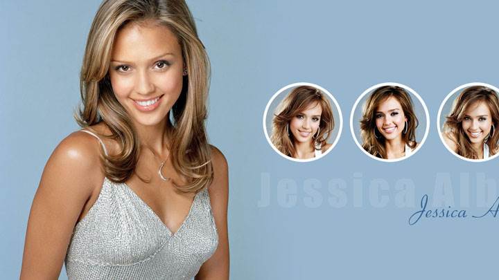 Jessica Alba In Silver Dress And Three Face Closeup
